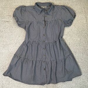 Speed Limit navy and white gingham dress size L